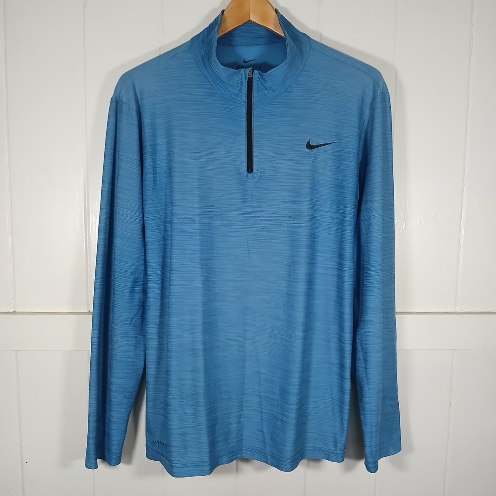 Nike Dri-FIT Quarter Zip Mens Large Blue Heathered Pullover 940177-436